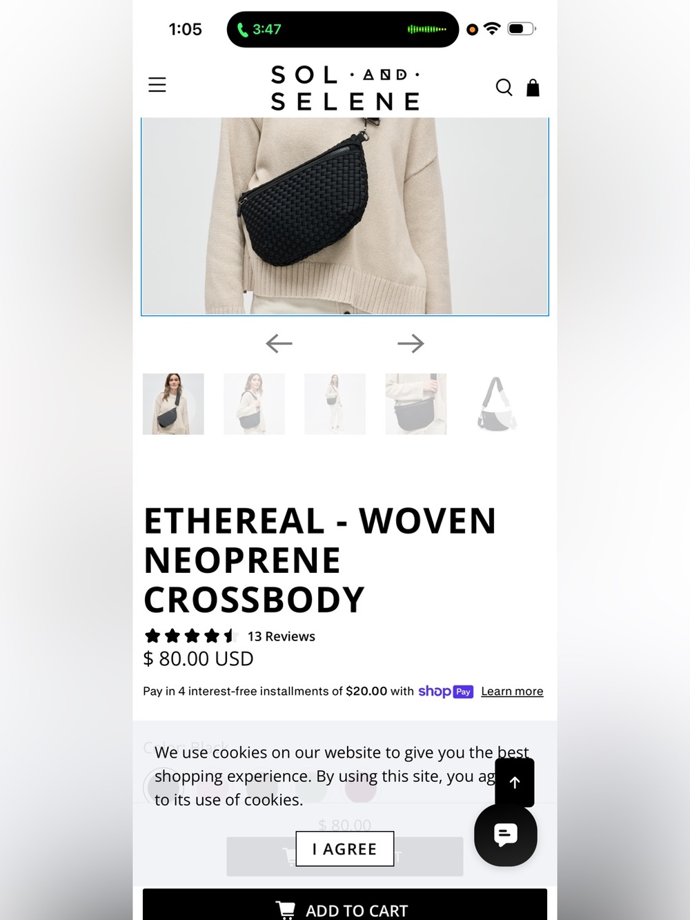Sol and Selene Woven Neoprene Crossbody Bag - Black